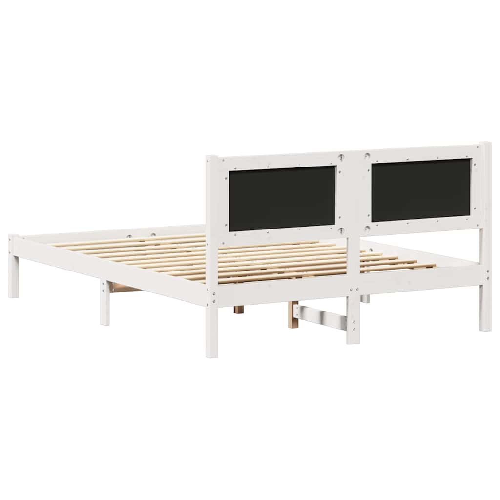 Krevetni okvir s tapiciranim uzglavljem Svijetlo siva Bijela 140 x 190 cm