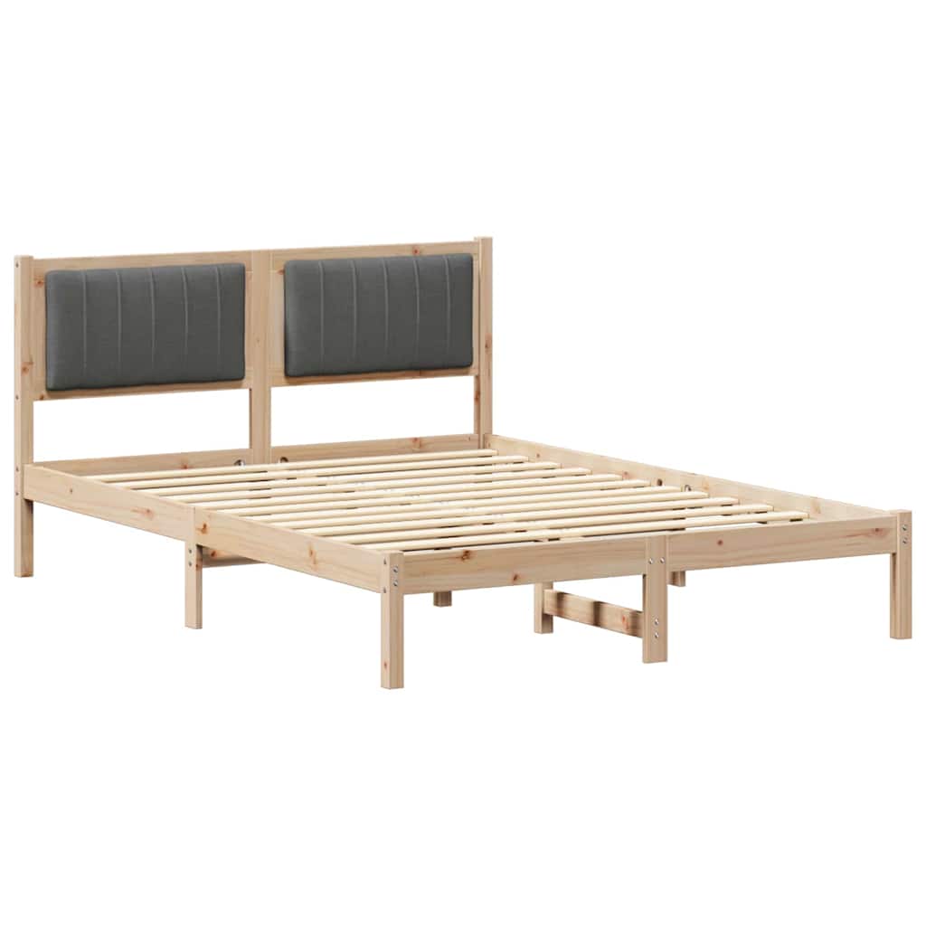 Krevetni okvir s tapiciranim uzglavljem Tamno siva Smeđa 135 x 190 cm