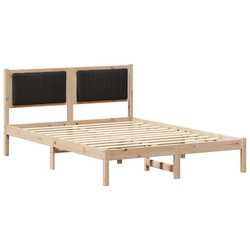 Krevetni okvir s tapiciranim uzglavljem Crna Smeđa 135 x 190 cm