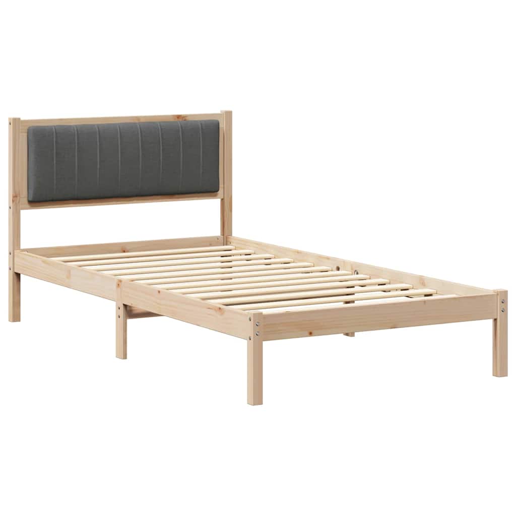 Krevetni okvir s tapiciranim uzglavljem Tamno siva 100 x 200 cm Smeđa