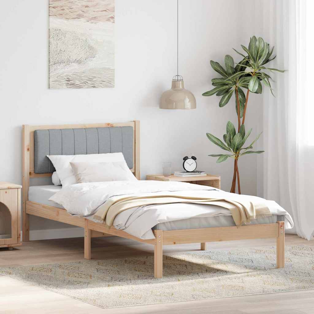 Krevetni okvir s tapiciranim uzglavljem Svijetlo siva Smeđa 90 x 200 cm