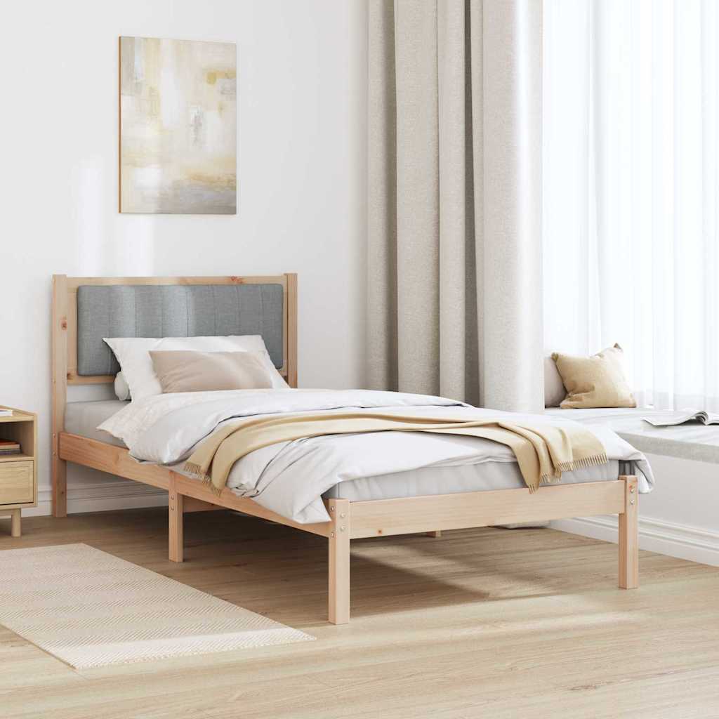 Krevetni okvir s tapiciranim uzglavljem Svijetlo siva Smeđa 90 x 200 cm