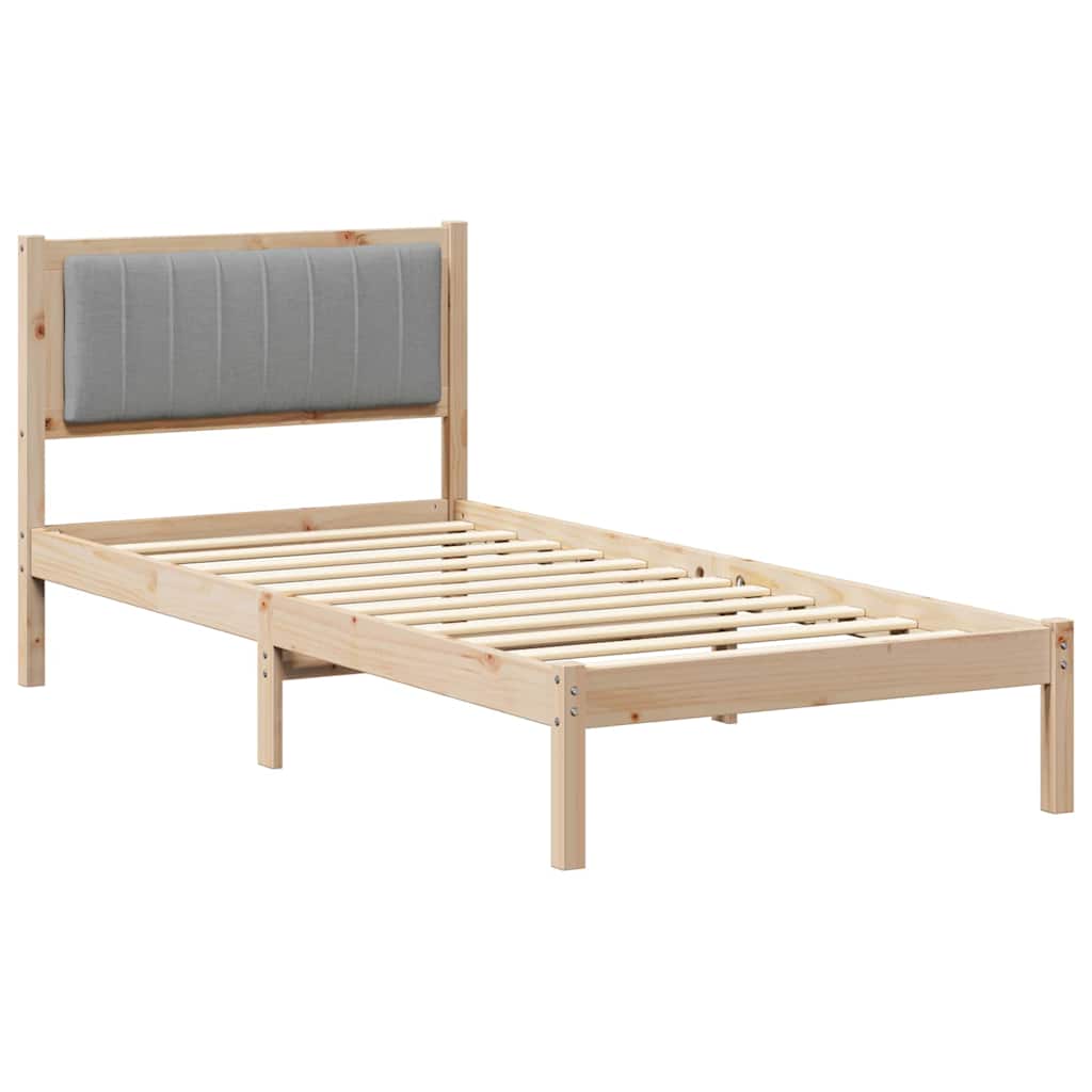 Krevetni okvir s tapiciranim uzglavljem Svijetlo siva Smeđa 90 x 200 cm
