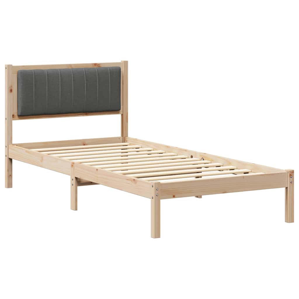 Krevetni okvir s tapiciranim uzglavljem Tamno siva Smeđa 90 x 200 cm
