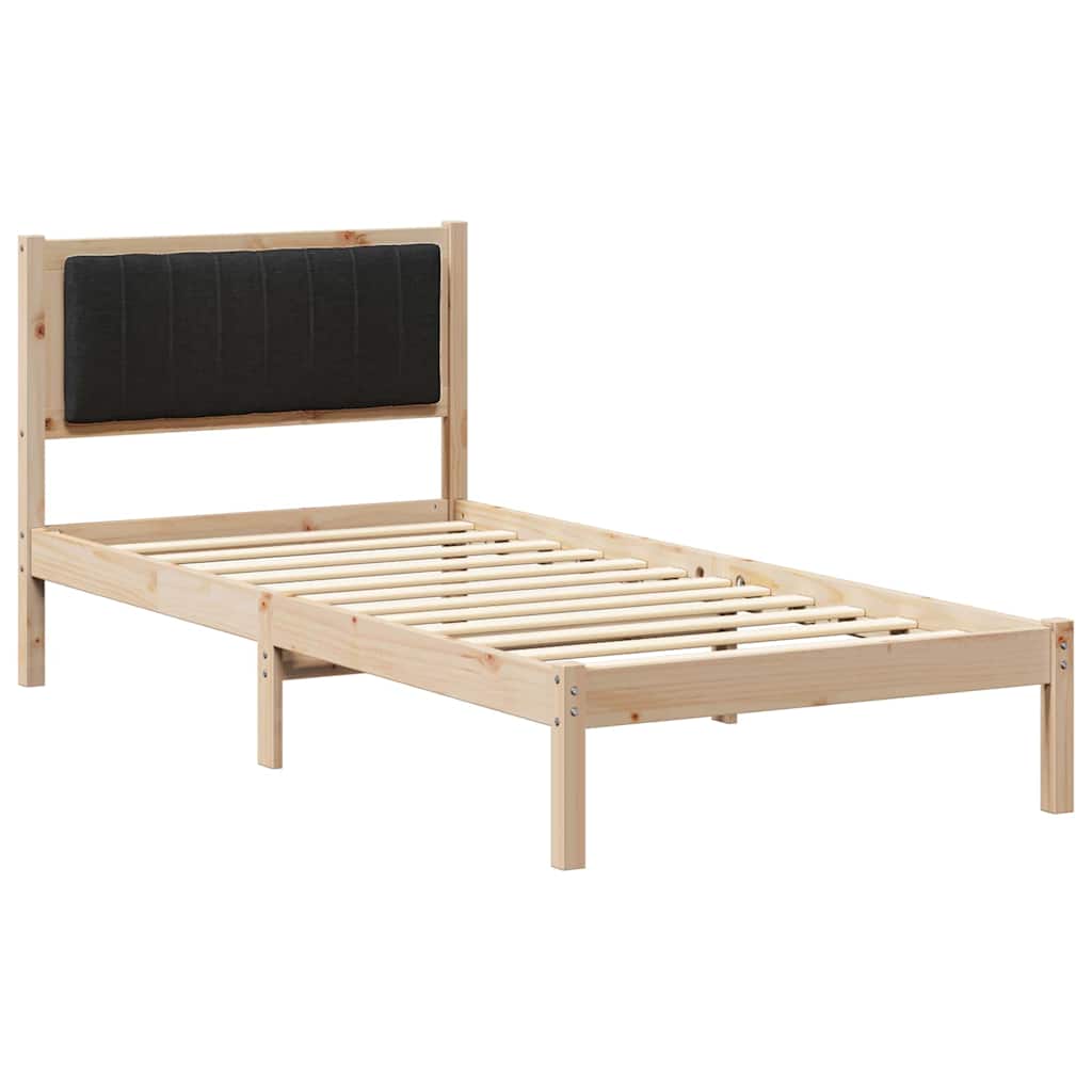 Krevetni okvir s tapiciranim uzglavljem Crna Smeđa 90 x 200 cm