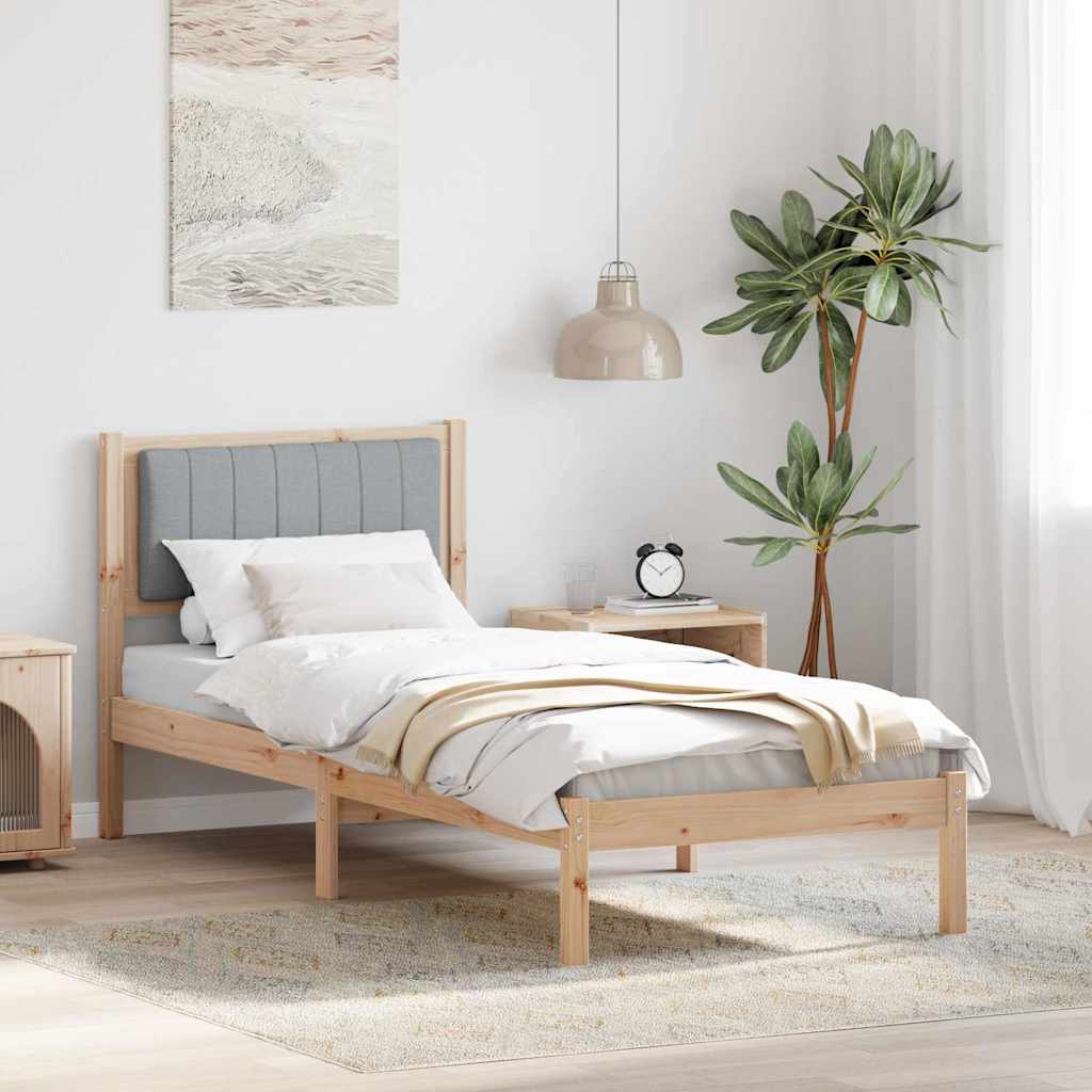 Krevetni okvir s tapiciranim uzglavljem Svijetlo siva Smeđa 80 x 200 cm