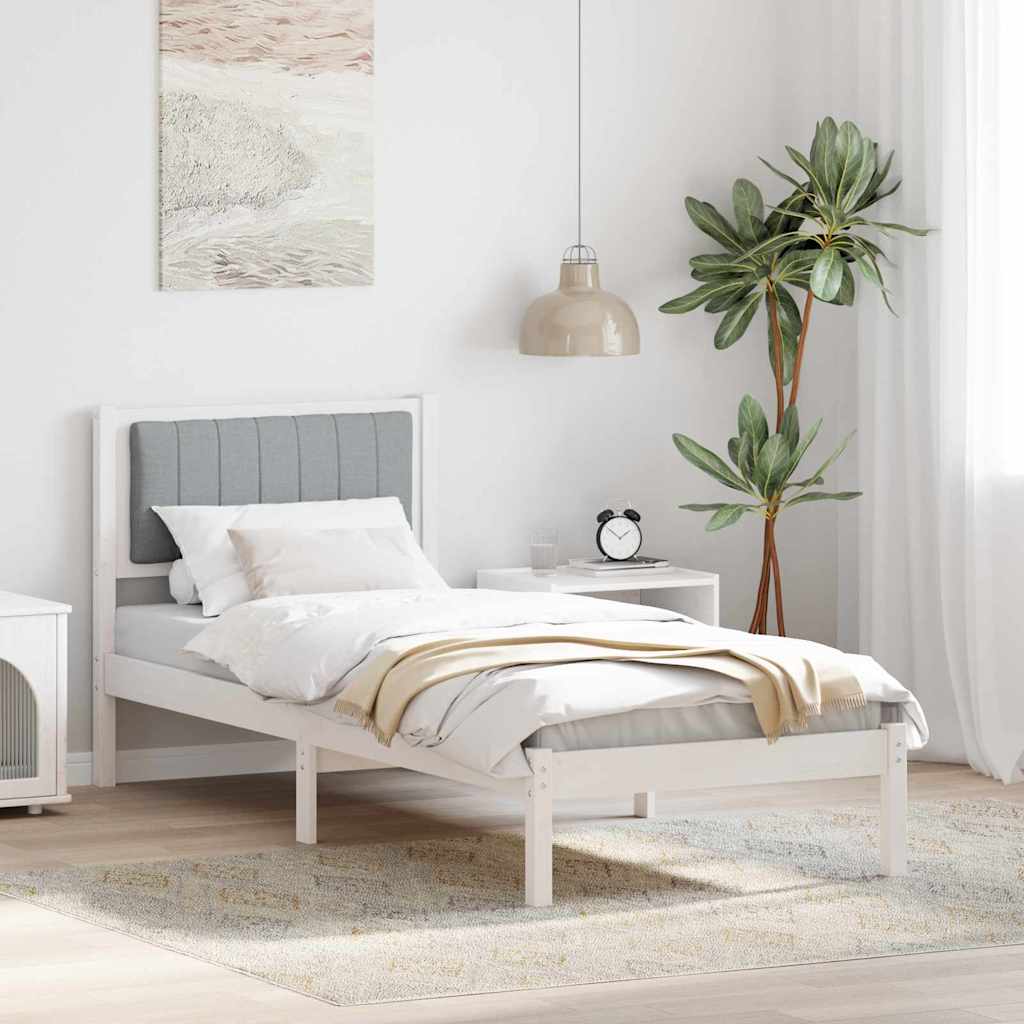 Krevetni okvir s tapiciranim uzglavljem Svijetlo siva Bijela 80 x 200 cm
