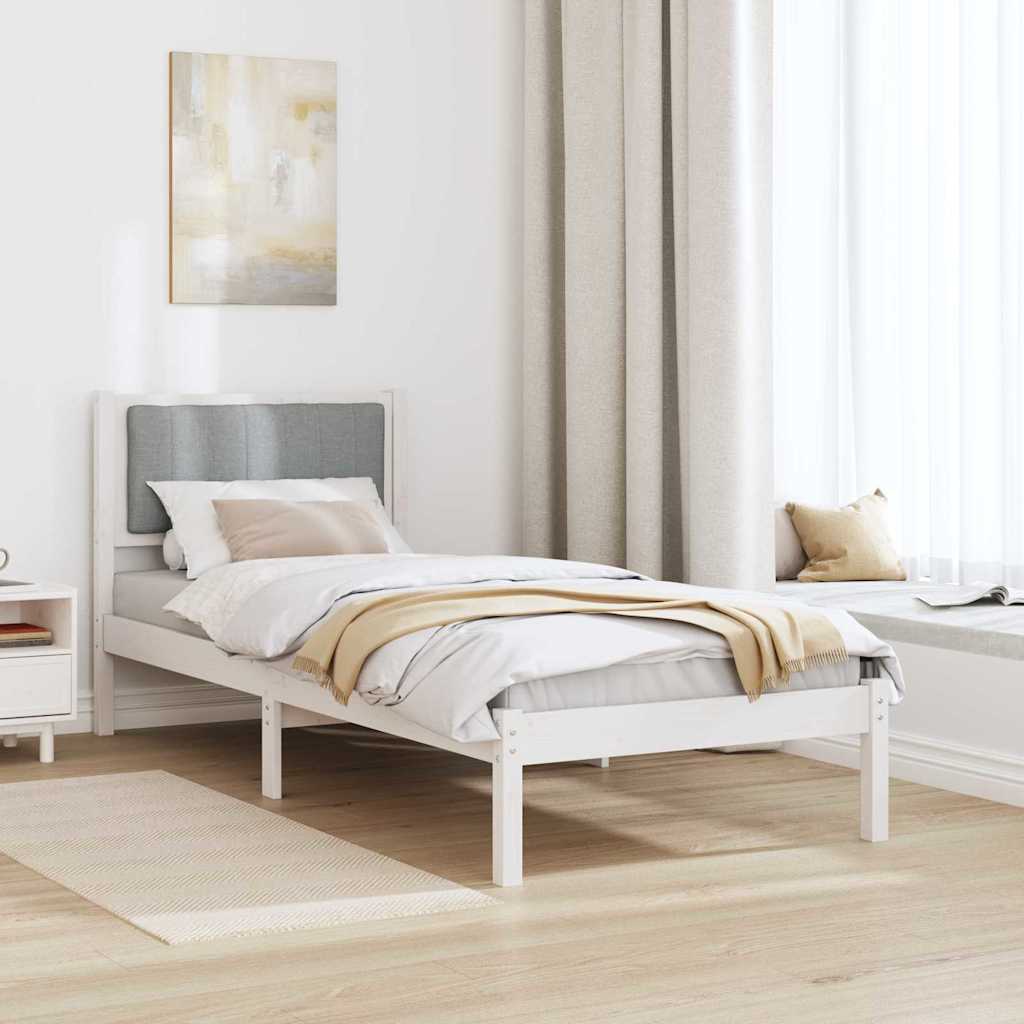 Krevetni okvir s tapiciranim uzglavljem Svijetlo siva Bijela 80 x 200 cm