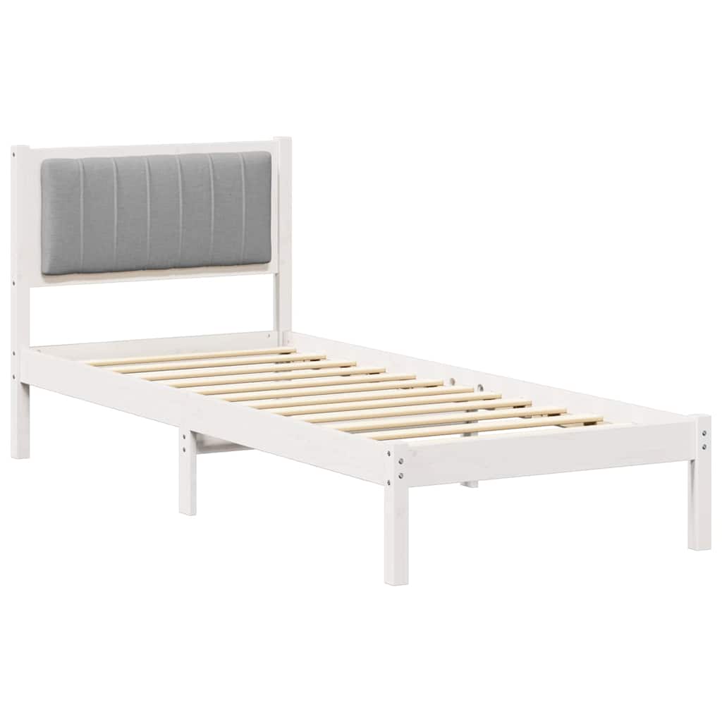 Krevetni okvir s tapiciranim uzglavljem Svijetlo siva Bijela 80 x 200 cm