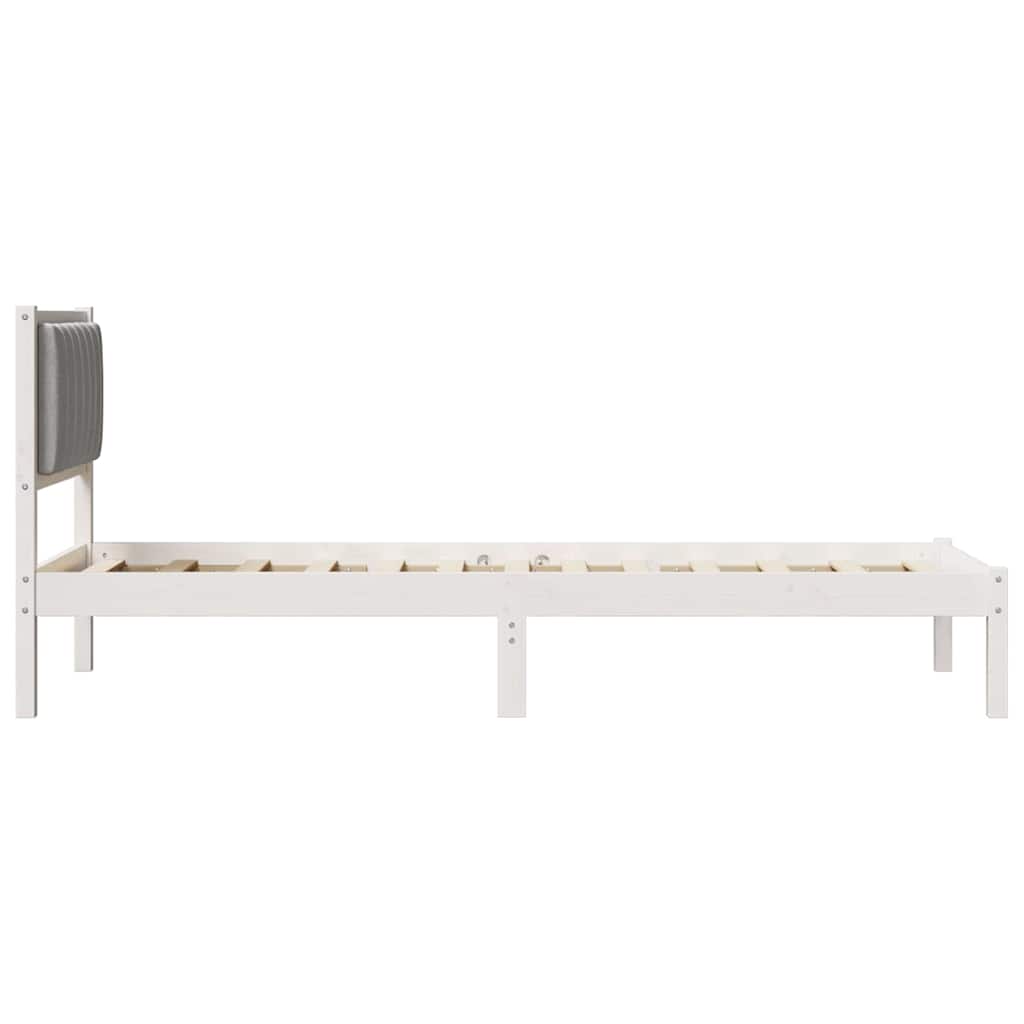 Krevetni okvir s tapiciranim uzglavljem Svijetlo siva Bijela 80 x 200 cm