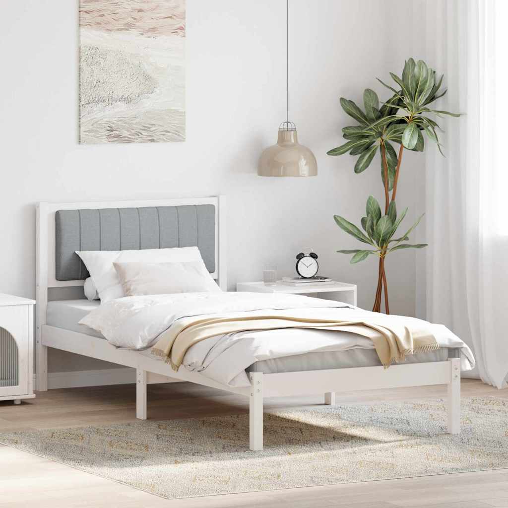 Krevetni okvir s tapiciranim uzglavljem Svijetlo siva Bijela 90 x 190 cm
