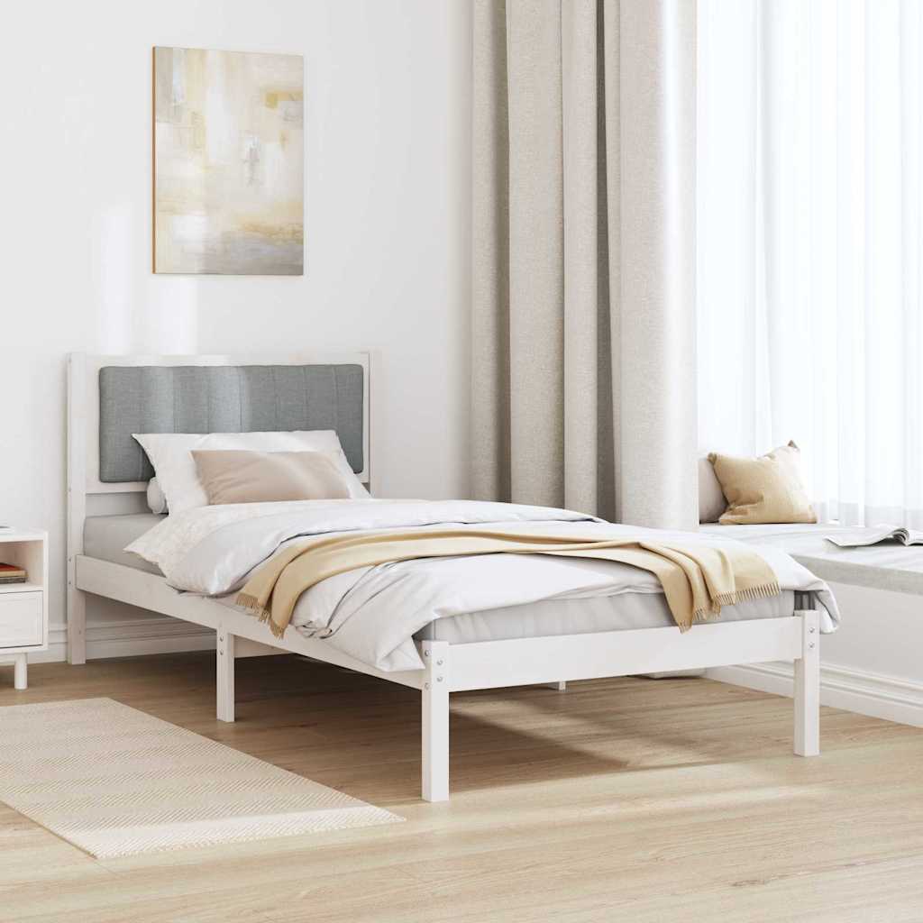 Krevetni okvir s tapiciranim uzglavljem Svijetlo siva Bijela 90 x 190 cm