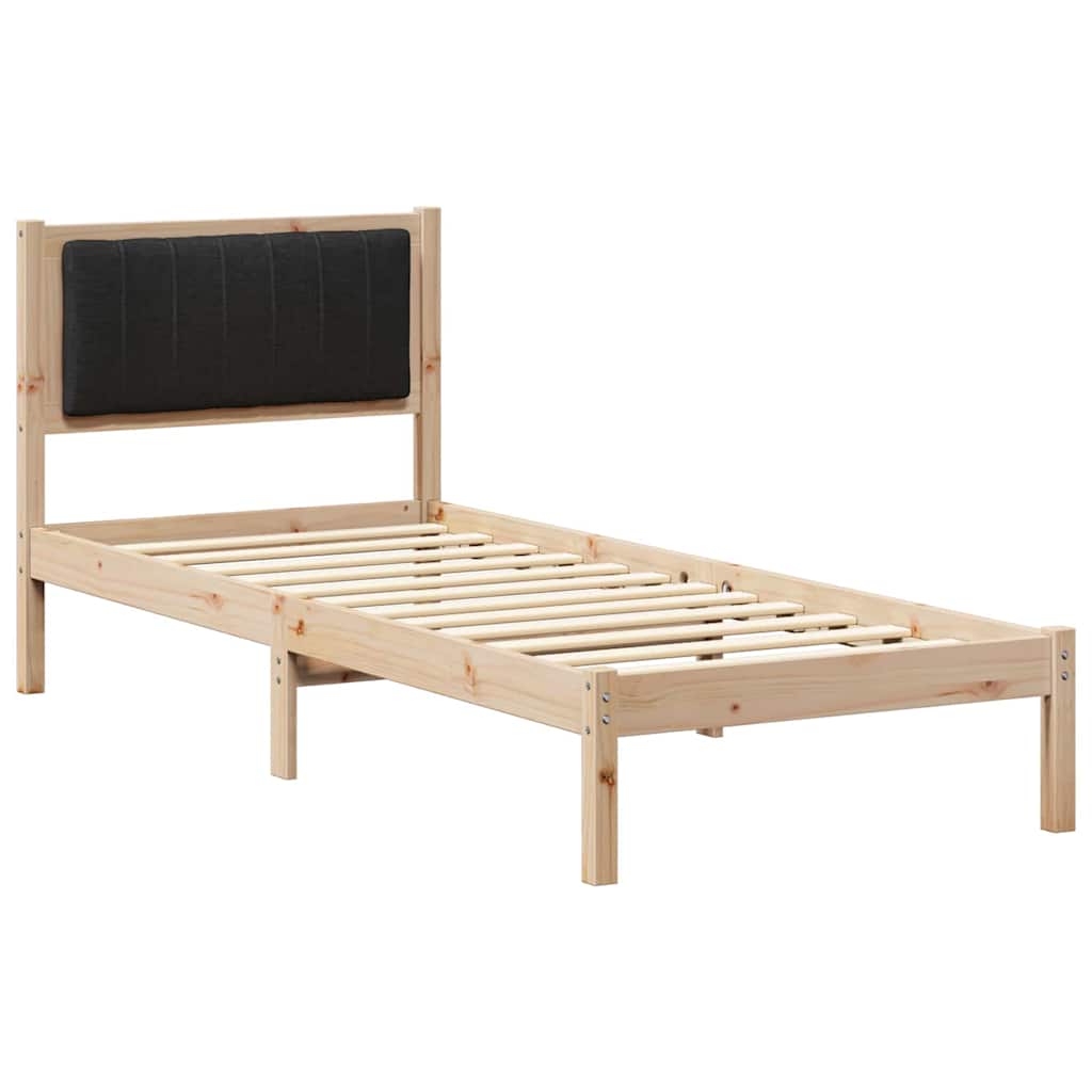 Krevetni okvir s tapiciranim uzglavljem Crna Smeđa 75 x 190 cm