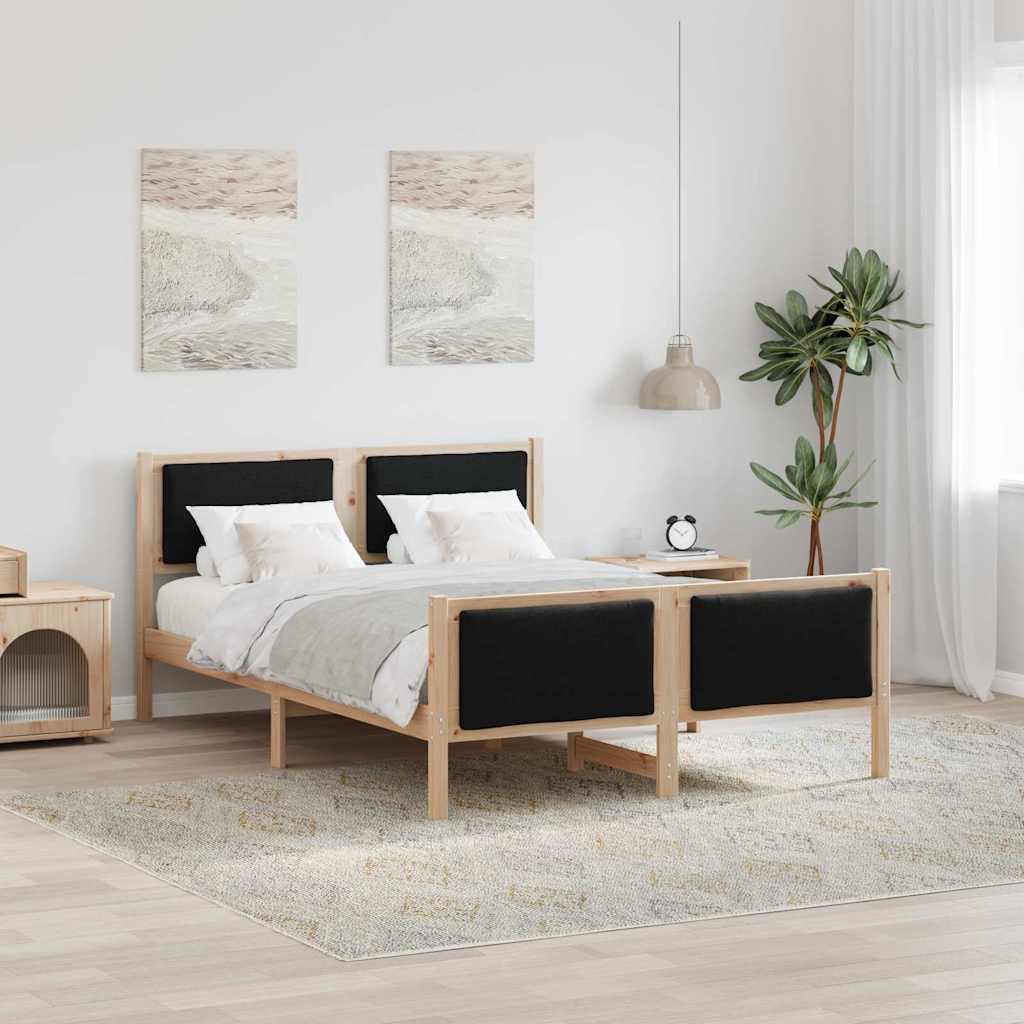 Krevetna konstrukcija s uzglavljem Crna 135 x 190 cm tkanina