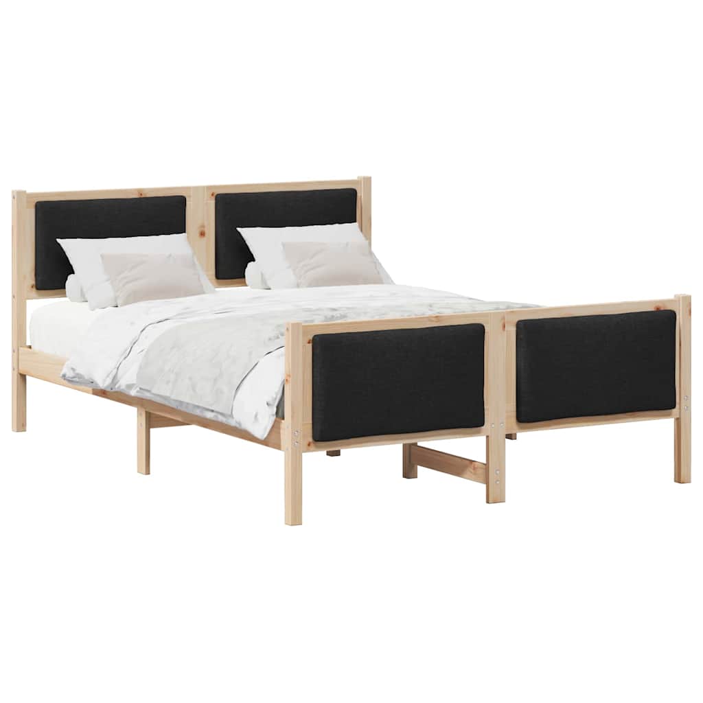 Krevetna konstrukcija s uzglavljem Crna 135 x 190 cm tkanina