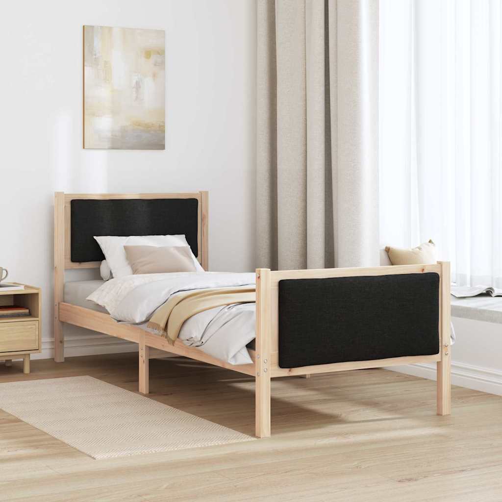 Krevetna konstrukcija s uzglavljem Crna 75 x 190 cm tkanina