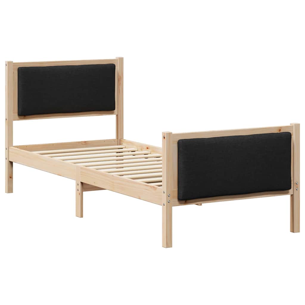 Krevetna konstrukcija s uzglavljem Crna 75 x 190 cm tkanina