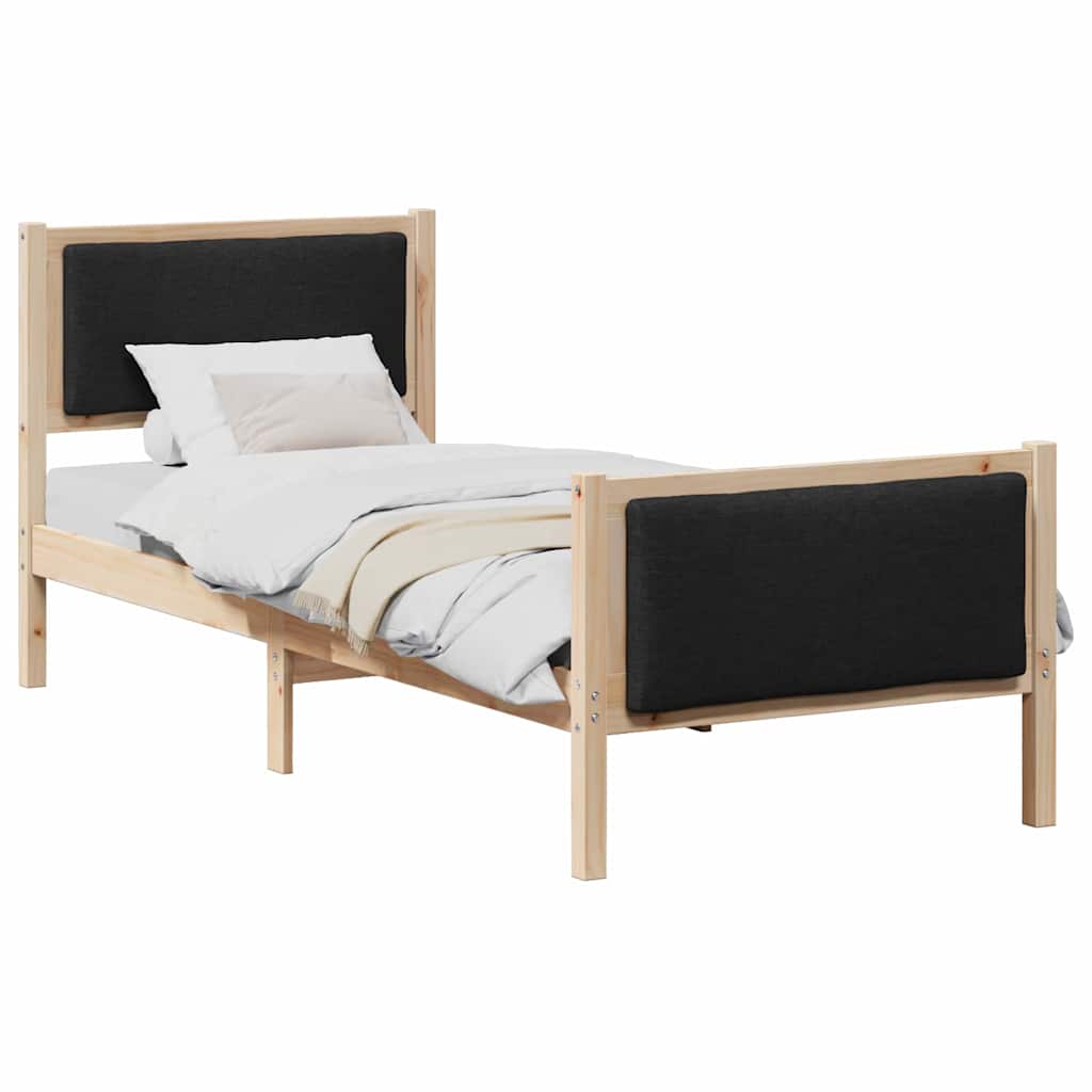 Krevetna konstrukcija s uzglavljem Crna 75 x 190 cm tkanina