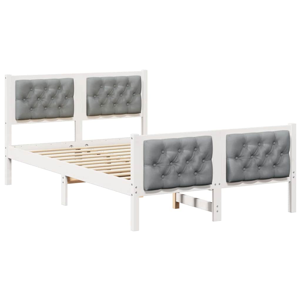 Krevetna konstrukcija s uzglavljem Svijetlo siva 120 x 200 cm Bijela