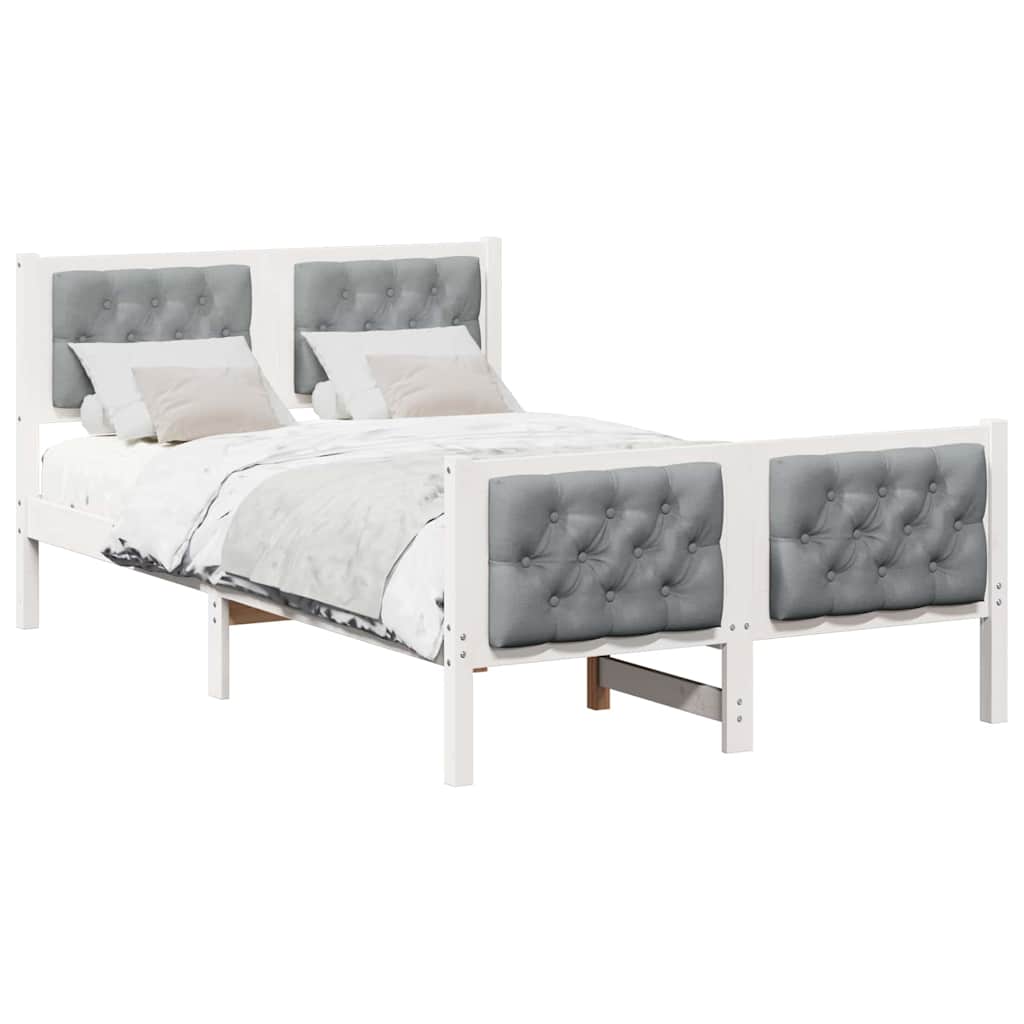 Krevetna konstrukcija s uzglavljem Svijetlo siva 120 x 200 cm Bijela