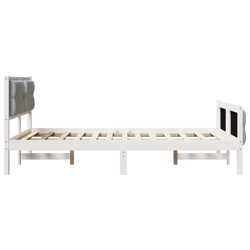 Krevetna konstrukcija s uzglavljem Svijetlo siva 120 x 200 cm Bijela