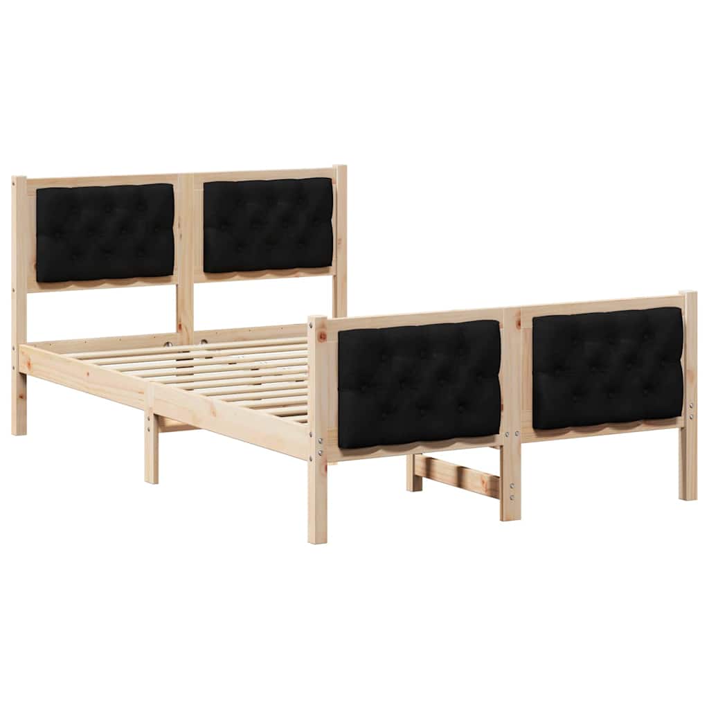 Krevetna konstrukcija Crna 120 x 190 cm Čvrsto borovo drvo