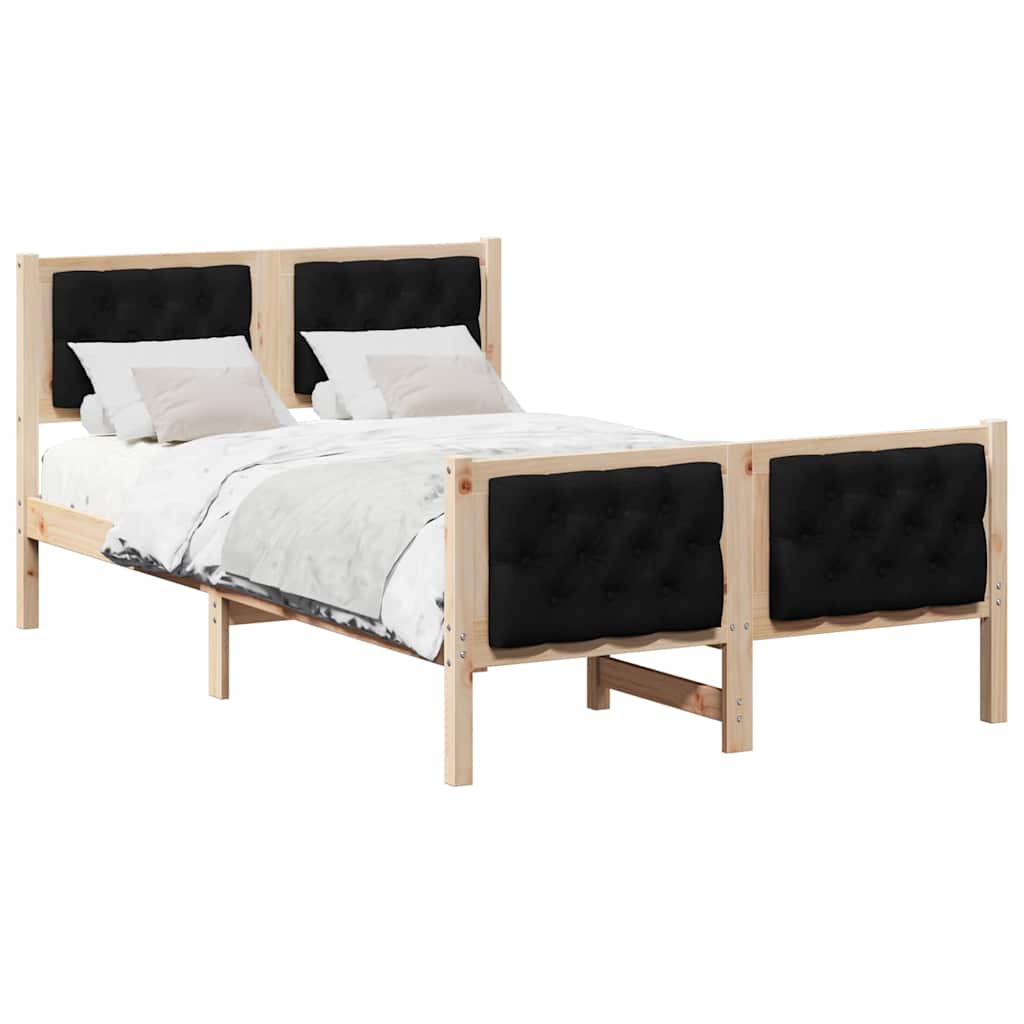Krevetna konstrukcija Crna 120 x 190 cm Čvrsto borovo drvo