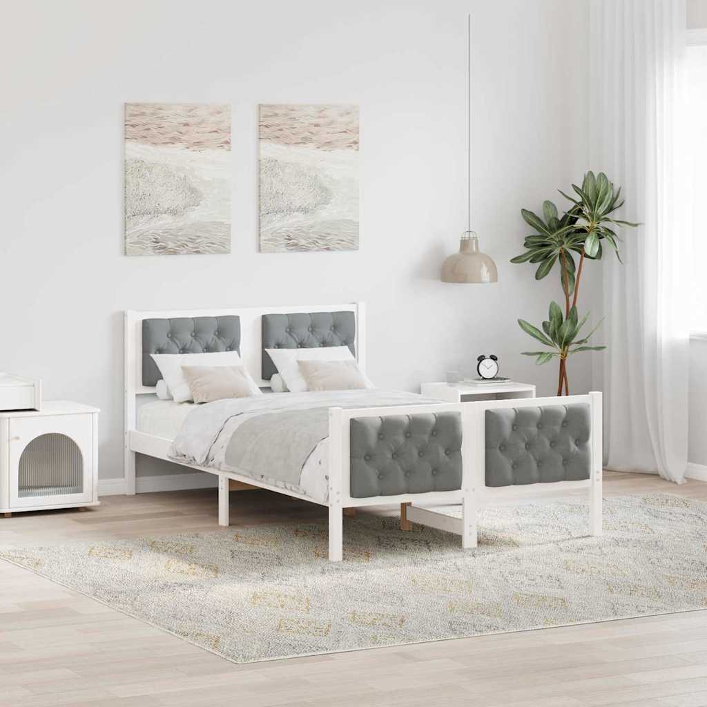 Krevetna konstrukcija s uzglavljem Svijetlo siva 120 x 190 cm Bijela
