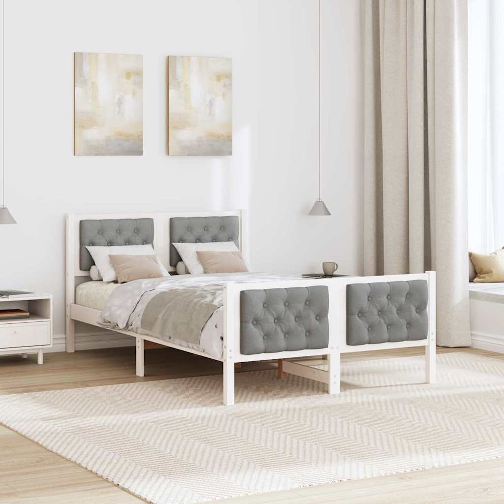 Krevetna konstrukcija s uzglavljem Svijetlo siva 120 x 190 cm Bijela