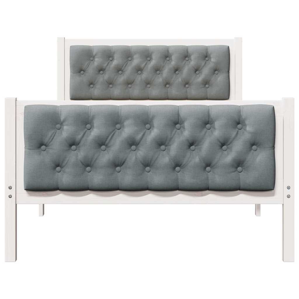 Krevetna konstrukcija s uzglavljem Svijetlo siva 100 x 200 cm Bijela