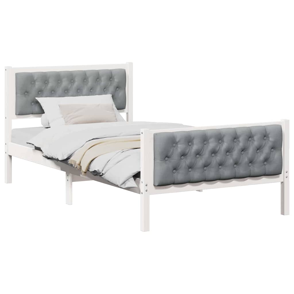 Krevetna konstrukcija s uzglavljem Svijetlo siva 100 x 200 cm Bijela
