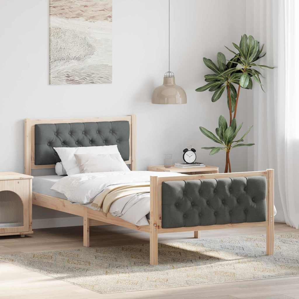 Krevetna konstrukcija Tamno siva 90 x 200 cm Čvrsto borovo drvo