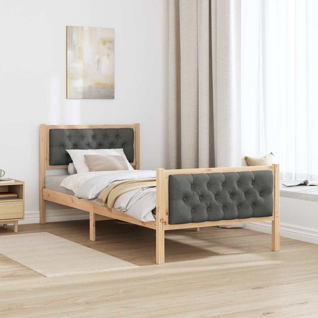 Krevetna konstrukcija Tamno siva 90 x 200 cm Čvrsto borovo drvo