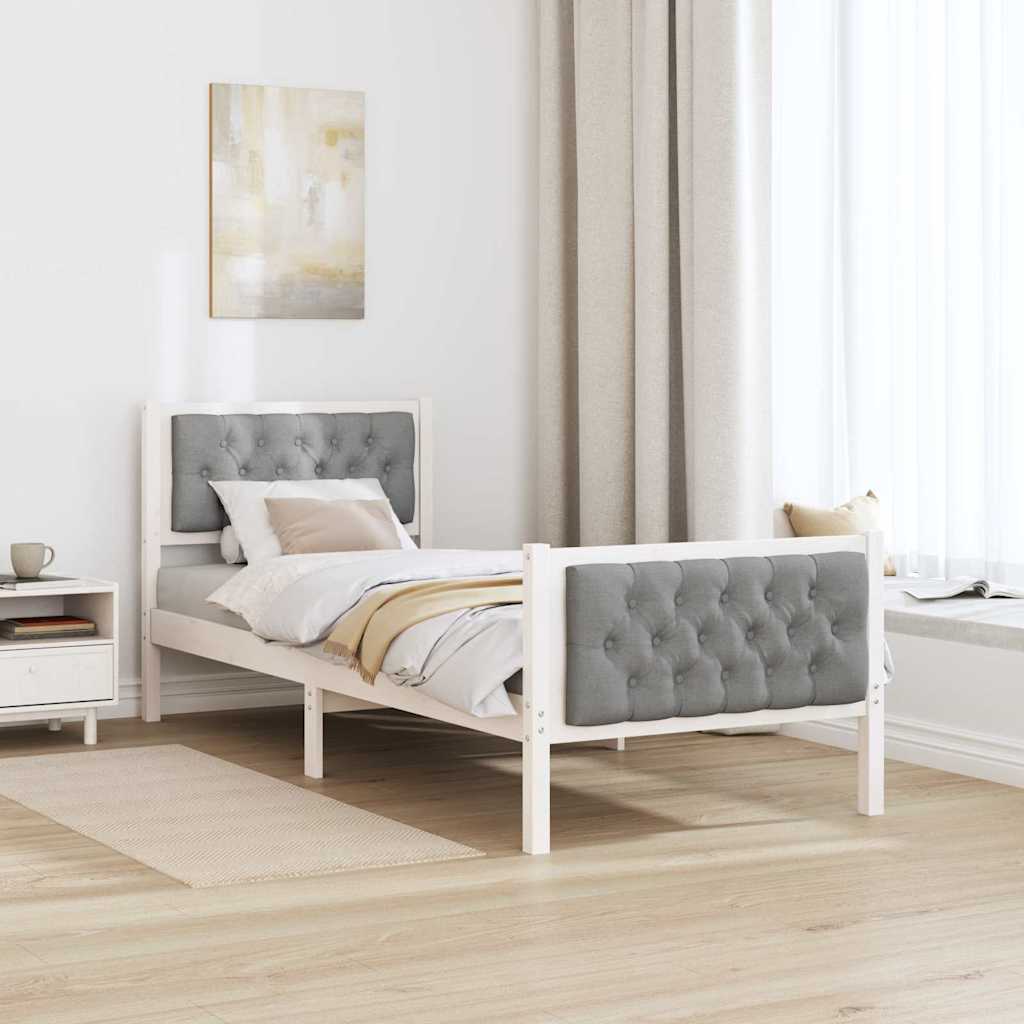 Krevetna konstrukcija s uzglavljem Svijetlo siva 80 x 200 cm Bijela