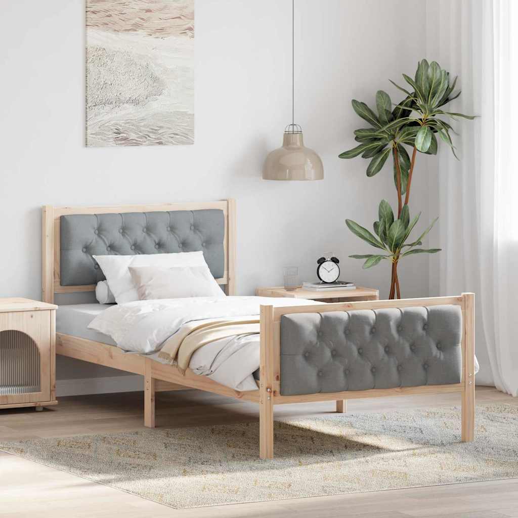 Krevetna konstrukcija s uzglavljem Svijetlo siva 90 x 190 cm