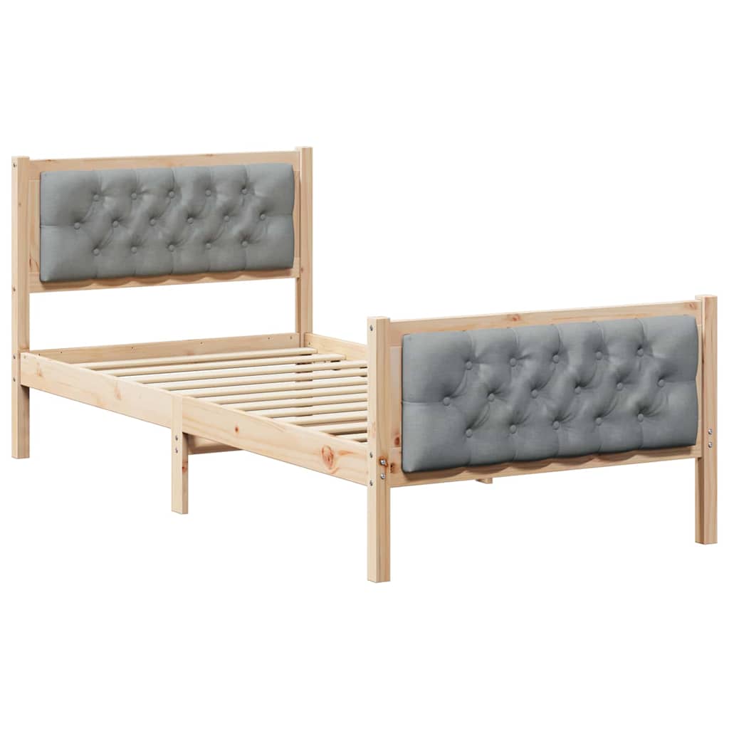 Krevetna konstrukcija s uzglavljem Svijetlo siva 90 x 190 cm