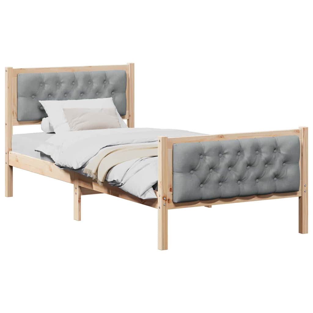 Krevetna konstrukcija s uzglavljem Svijetlo siva 90 x 190 cm