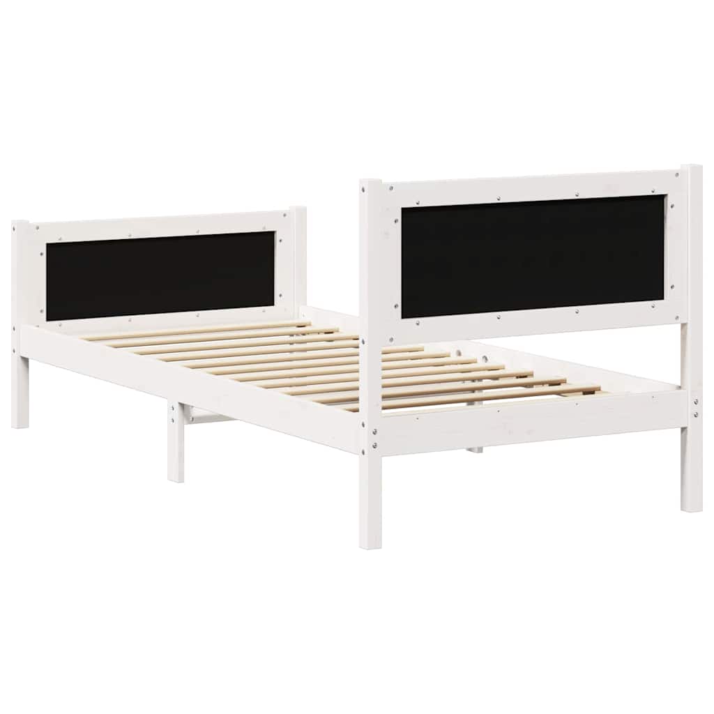 Krevetna konstrukcija s uzglavljem Svijetlo siva 90 x 190 cm Bijela