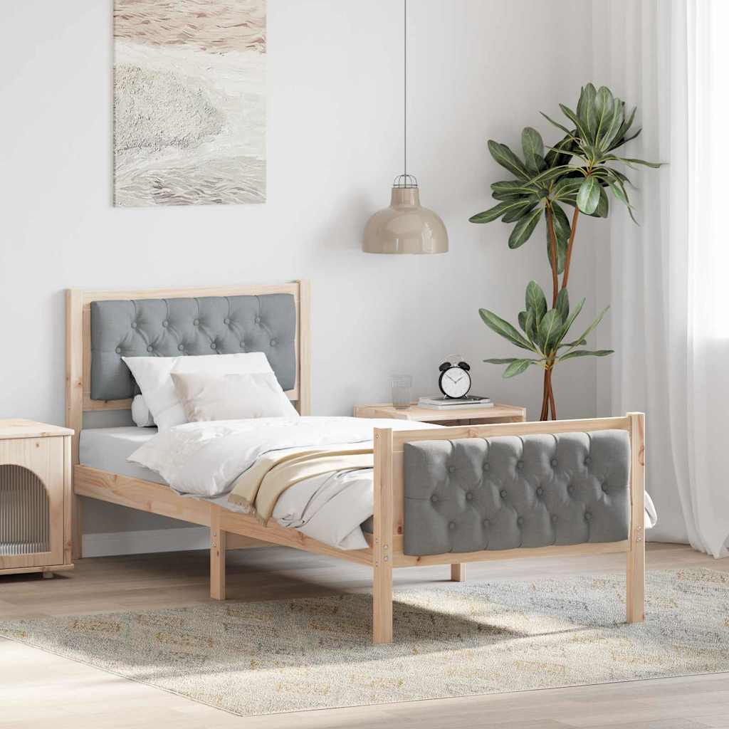 Krevetna konstrukcija s uzglavljem Svijetlo siva 75 x 190 cm