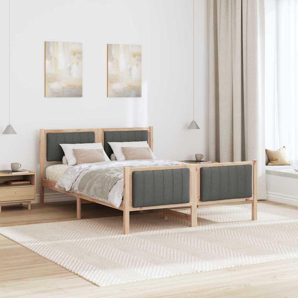 Okvir kreveta smeđe i tamnosivo 135 x 190 cm Masivna borovina