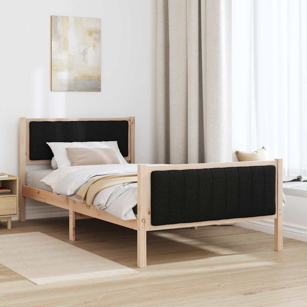 Okvir kreveta Smeđa i crna 100 x 200 cm Masivna borovina
