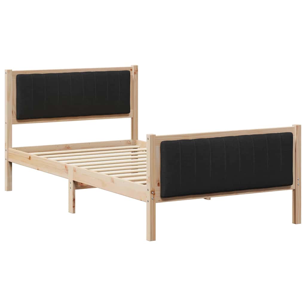 Okvir kreveta Smeđa i crna 100 x 200 cm Masivna borovina