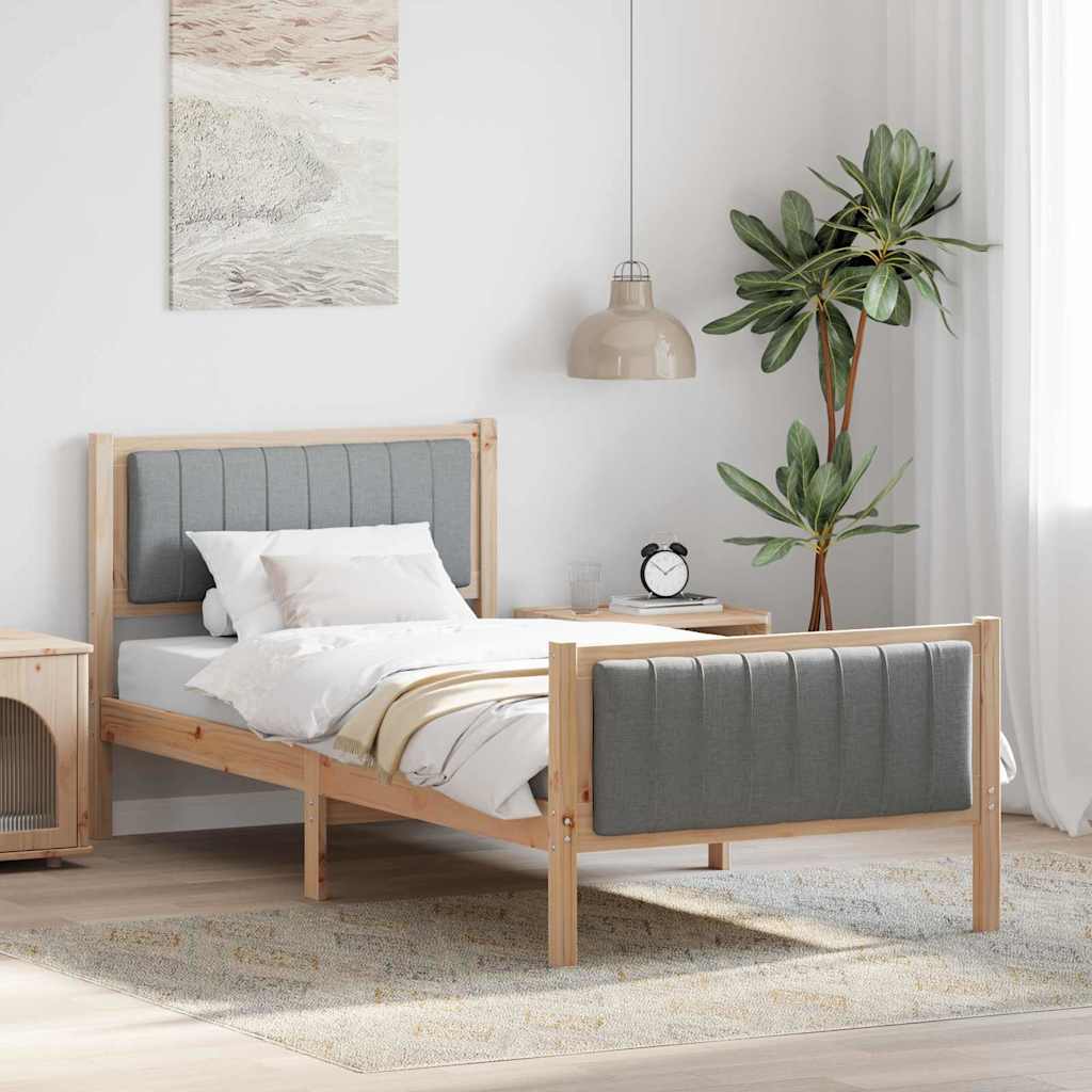 Okvir kreveta s uzglavljem Smeđa i svijetlo siva 90 x 200 cm