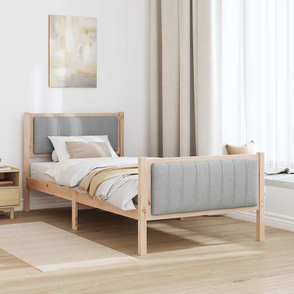 Okvir kreveta s uzglavljem Smeđa i svijetlo siva 90 x 200 cm