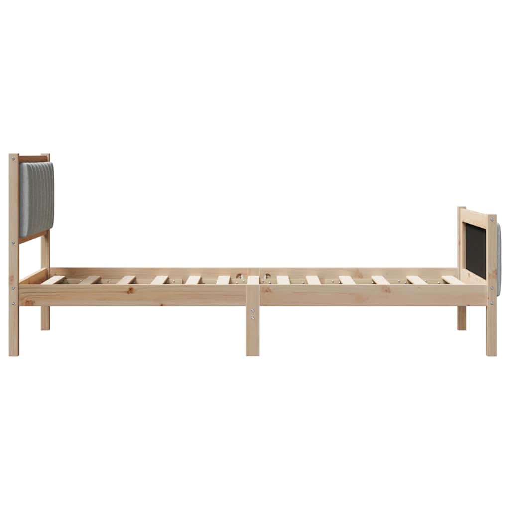 Okvir kreveta s uzglavljem Smeđa i svijetlo siva 90 x 200 cm