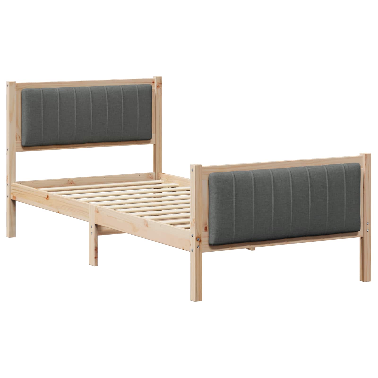 Okvir kreveta smeđe i tamnosivo 90 x 200 cm Masivna borovina