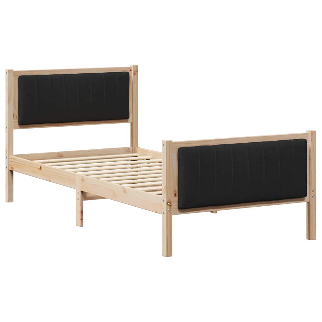 Okvir kreveta Smeđa i crna 90 x 200 cm Masivna borovina