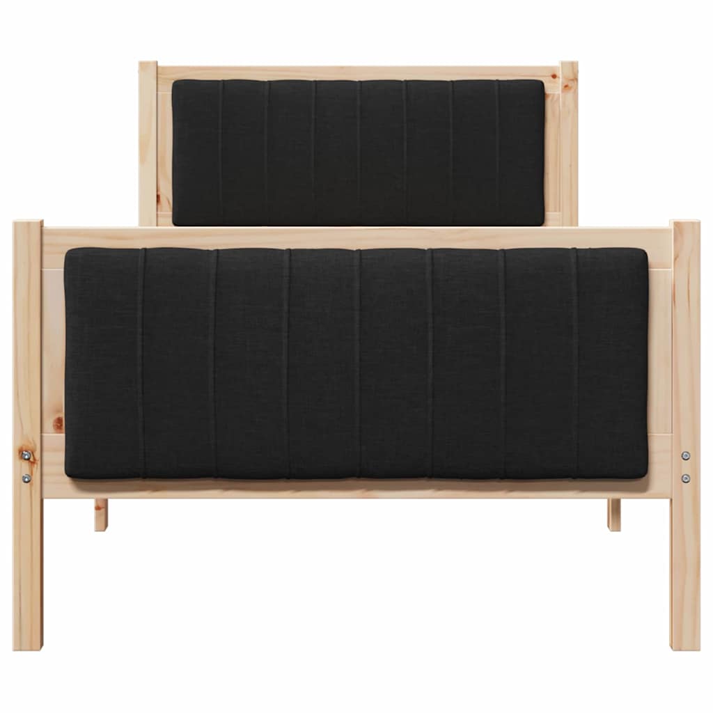 Okvir kreveta Smeđa i crna 90 x 200 cm Masivna borovina