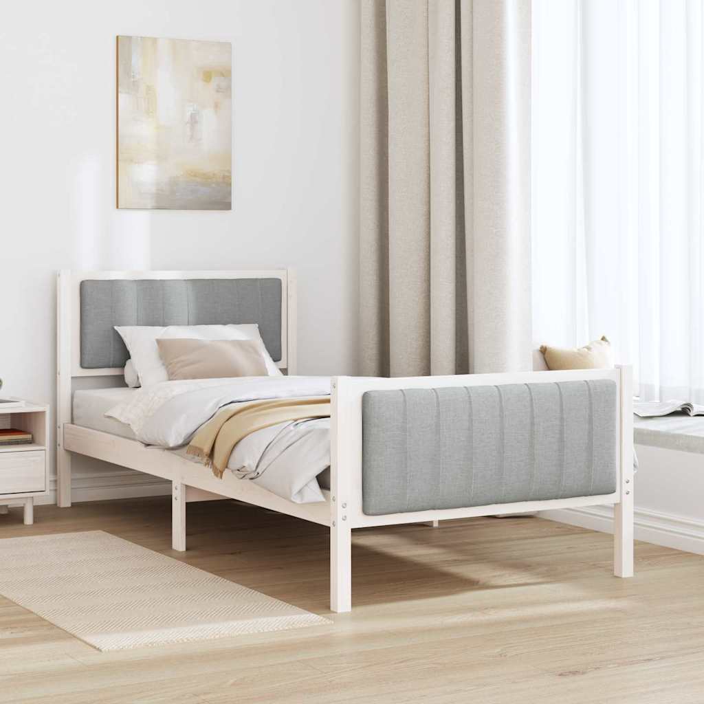 Okvir kreveta s uzglavljem Bijela i svijetlosiva 90 x 200 cm