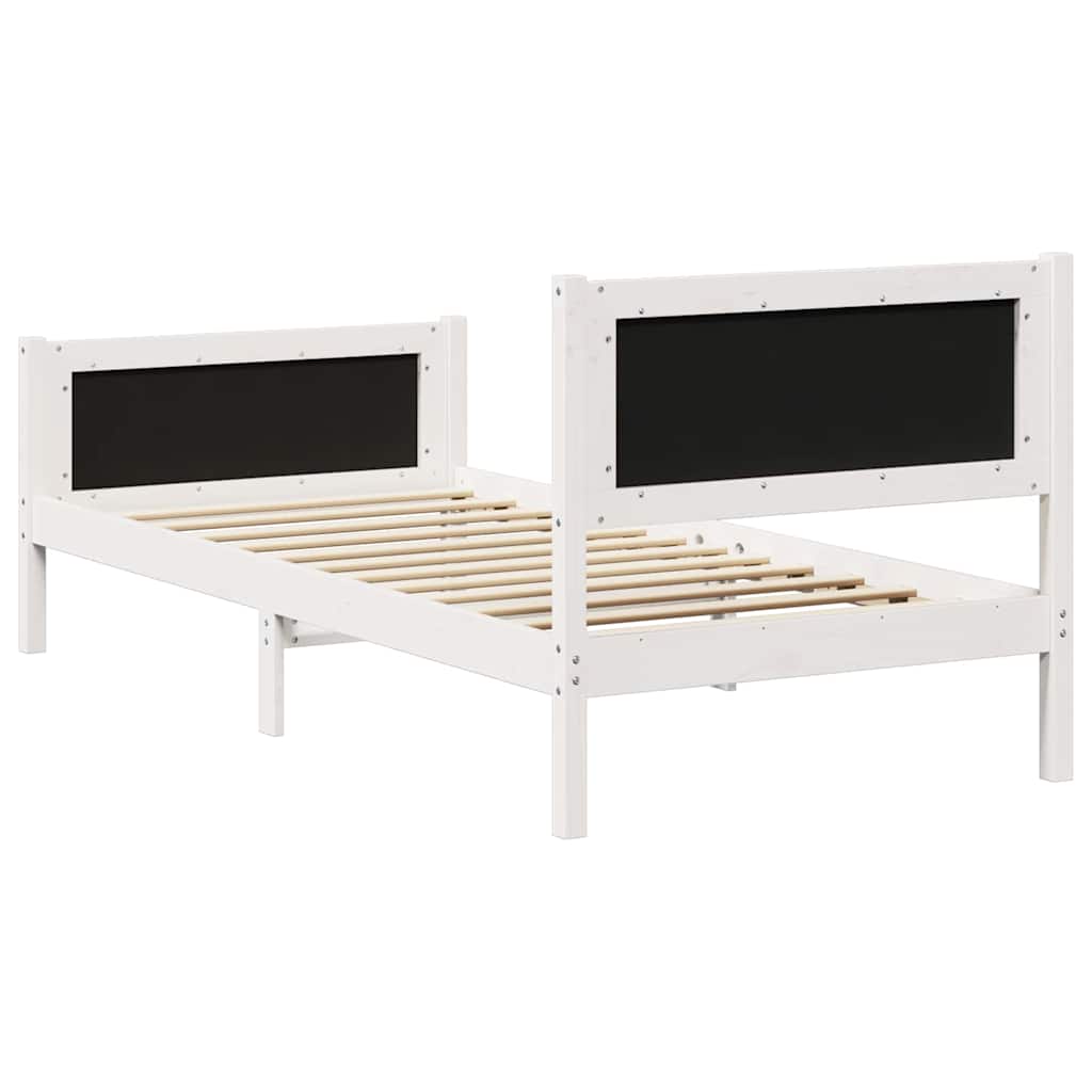 Okvir kreveta s uzglavljem Bijela i svijetlosiva 90 x 200 cm